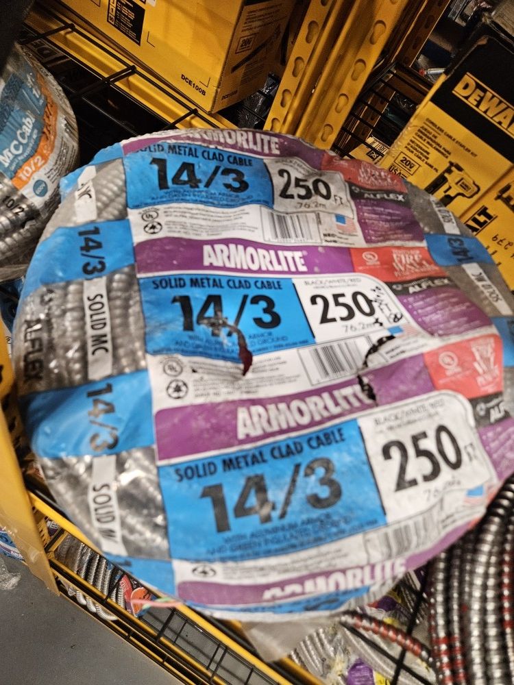 Southwire14/3 x 250 ft. Solid CU MC (Metal Clad) Armorlite Cable