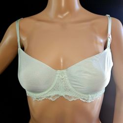NWT VICTORIAS SECRET Dream Angels Wicked Unlined Balconette Bra 34C Mint Shimmer