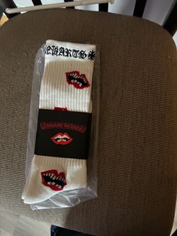 White chrome heart socks