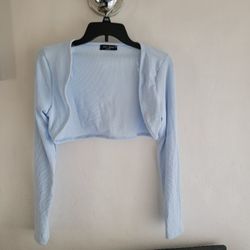 Light Blue Cardigan Short Length New