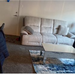 Electric 2 Piece Gray Recliner Couch With Cup Holder And USB Port