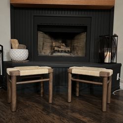 West Elm Mahogany Rope Stools  