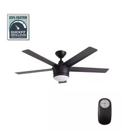 52 in. Integrated LED Indoor Matte Black Ceiling Fan with Light