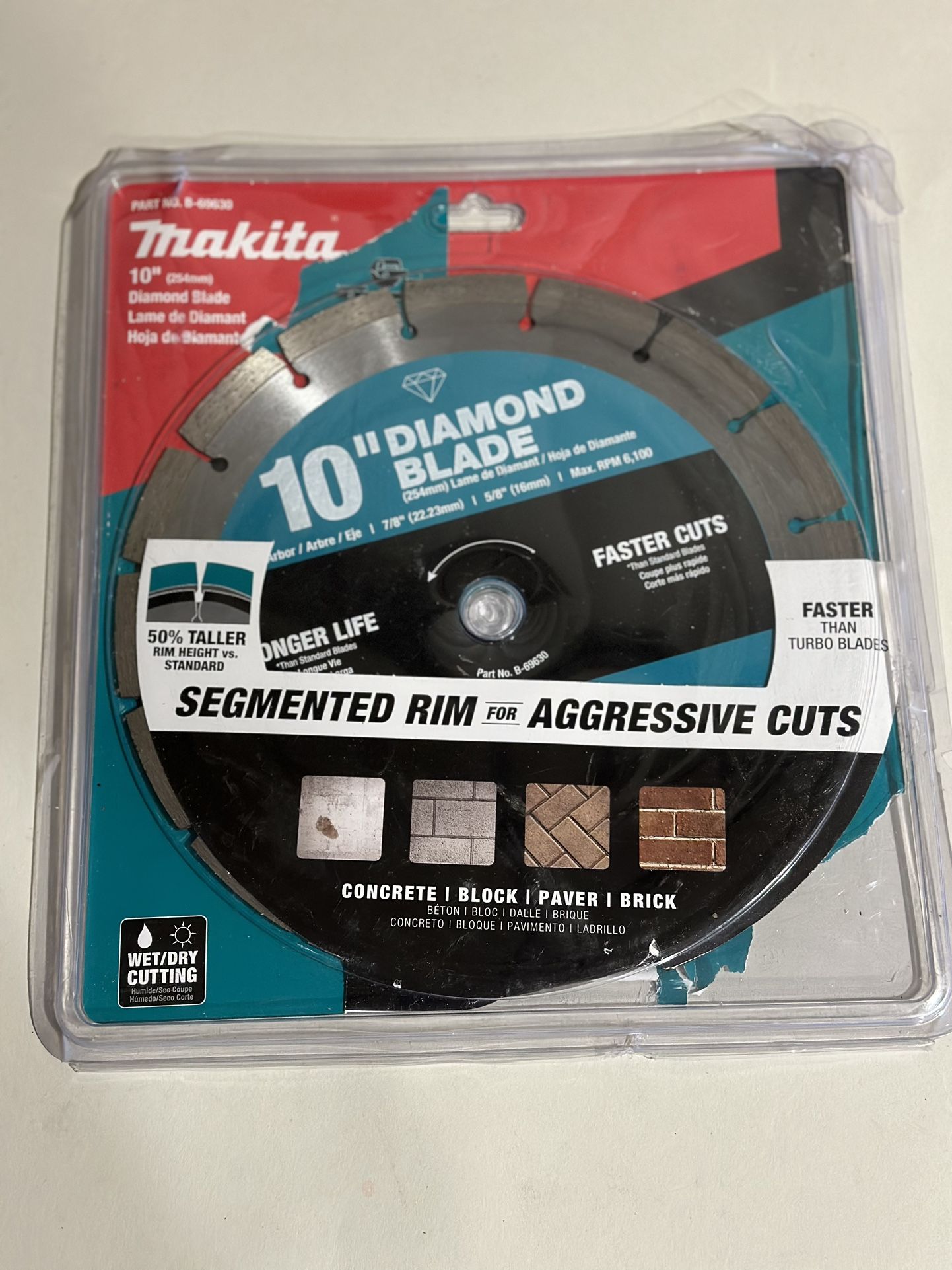 New Makita 10 in. Segmented Rim Diamond Blade for General Purpose 69630
