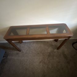 Glass 3 Top Wooden Console Table 