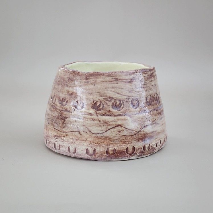 Handmade Ceramic Succulent Planter - Rust Brown Design - New