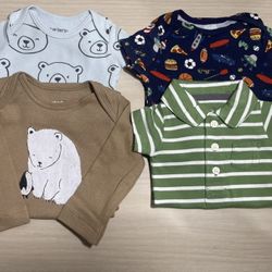 Baby Boy Newborn 0-3 Month Short Sleeve One Piece Bodysuit Lot Of 4 Carter’s