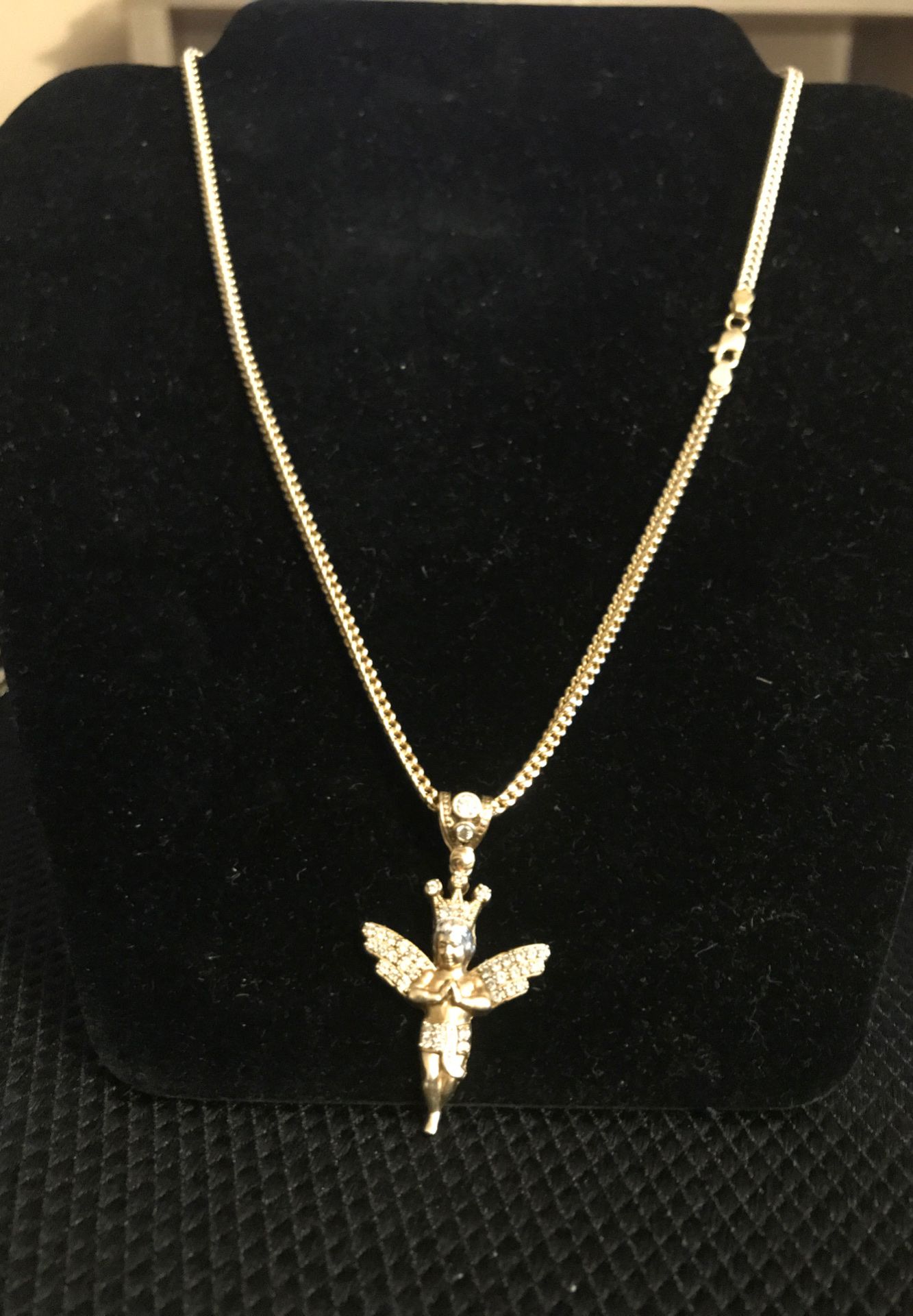 10kt diamond cut Franco & 10kt angel charm