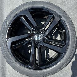 19” Honda Accord Wheels Rims Oem Gloss Black With New Goodyear Tires 