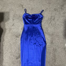 Blue Satin Formal Dress