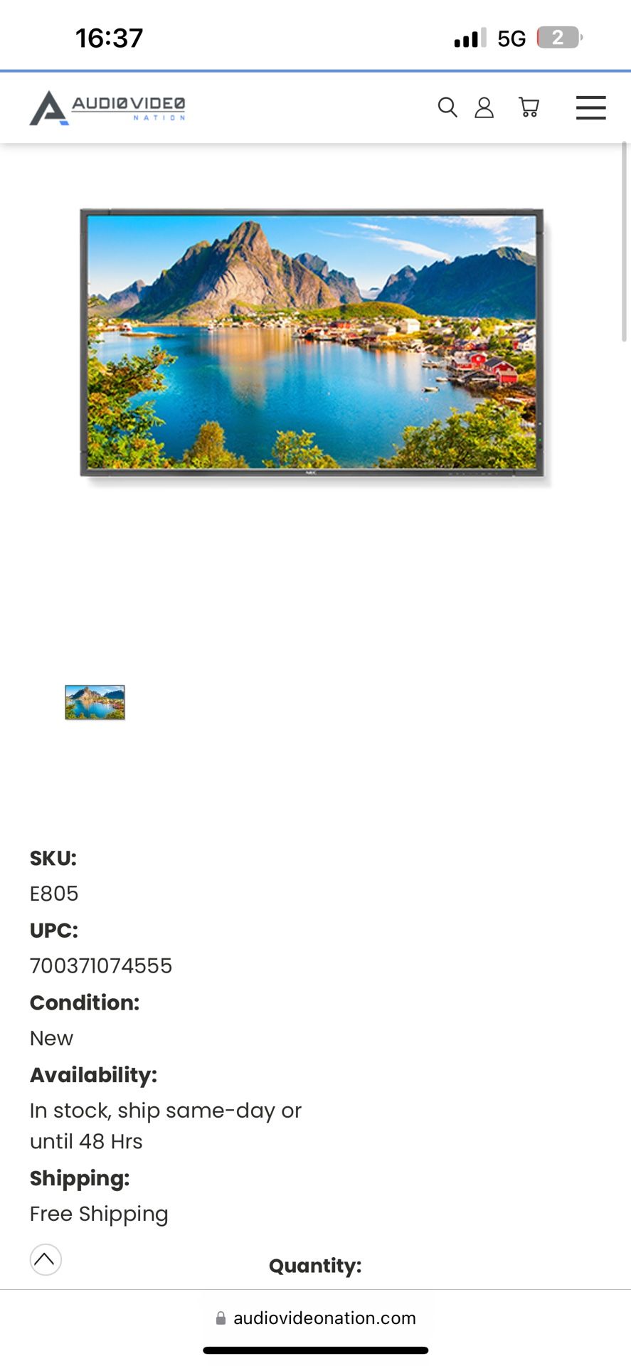 NEC’S 80” Large Screen E805
