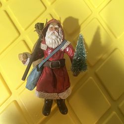 Paper Mache Santa Clause Christmas Tree Ornament 