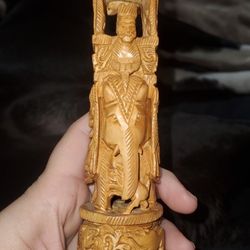 Hand Carved India Statue 6"