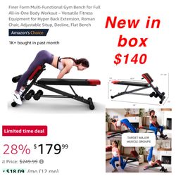 New Finer Form Multi-Functional Gym Bench for Full All-in-One Body Workout – Versatile Fitness Equipment for Hyper Back Extension, Roman Chair, $140