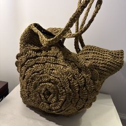 Old Navy Crocheted Weave Raffia Bag/ Bobo/ Straw/ Beach Y2K/ light-weight/Olive
