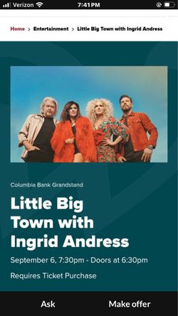 Two Tickets Little Big Town Puyallup fair sept 6th