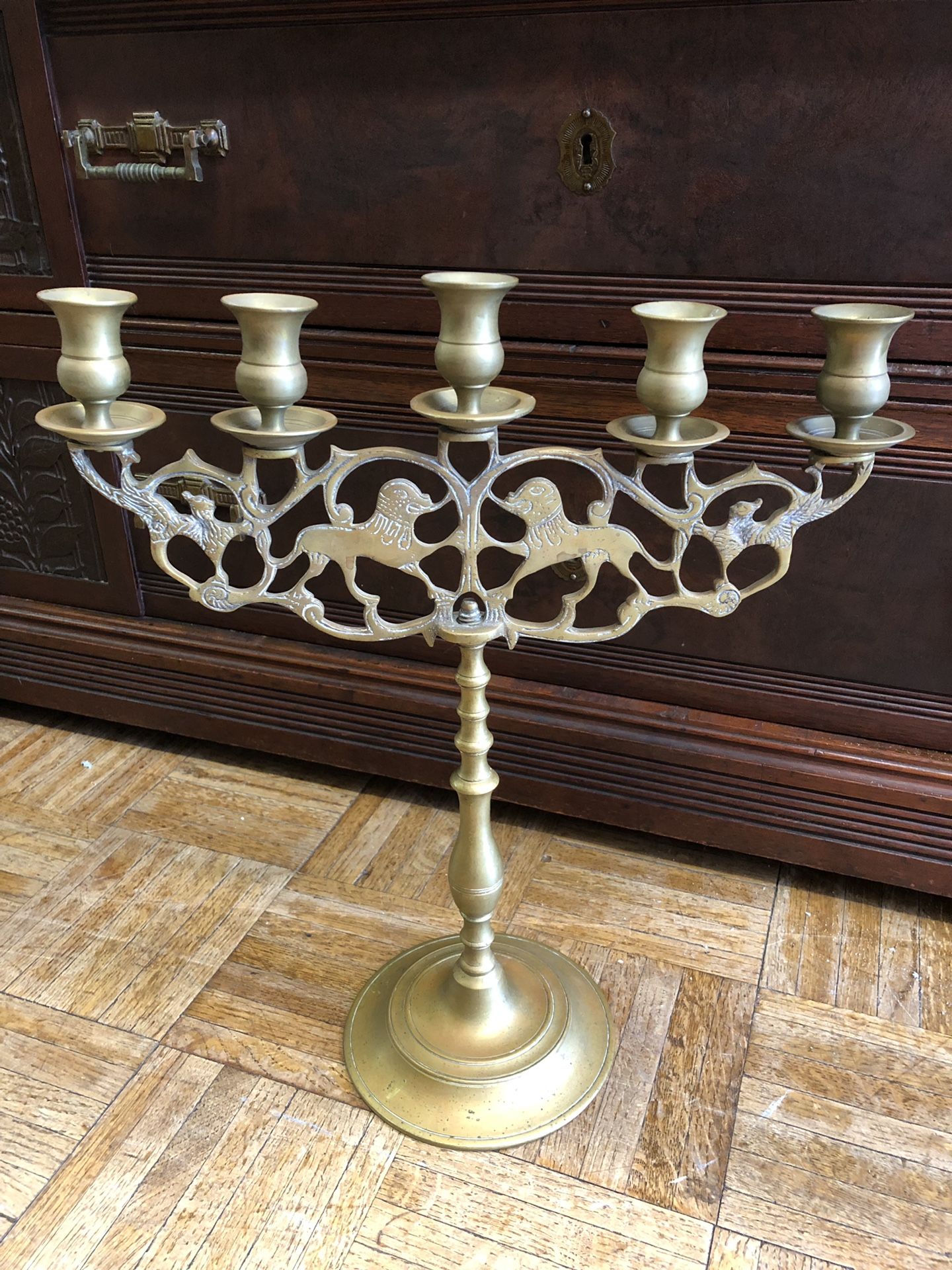 Vintage bohemian brass candelabra