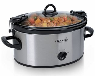 Crock-Pot Cook & Carry 6-Quart Oval Portable Manual Slow Cooker | Stainless Steel (SCCPVL600S)