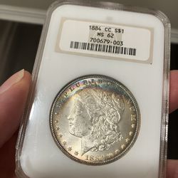 1884-CC Toned Morgan Silver Dollar 