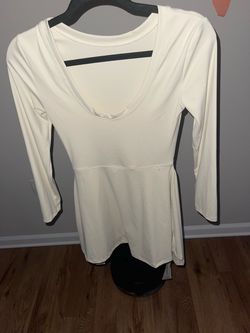 White Long Sleeve Peplum Top
