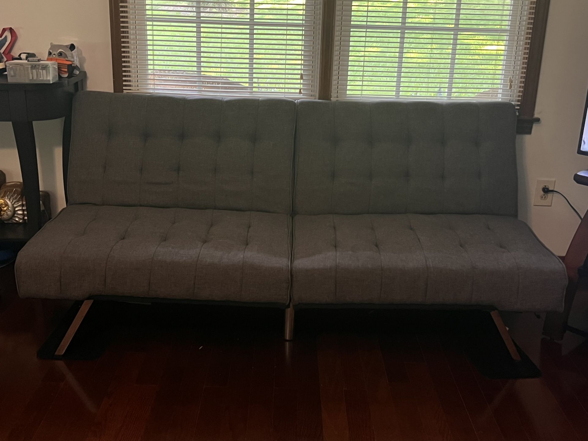 Wood Stainless Leg, FUTON, Sofa Bed Grey