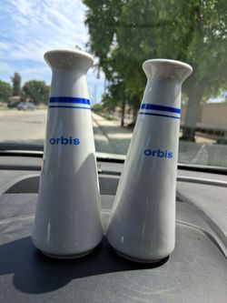 VINTAGE  LUBIANA MID-CENTURY  BUD VASE from ORBIS MOTEL ( POLAND. ) 6.25" tall....asking $15.00 for Both!