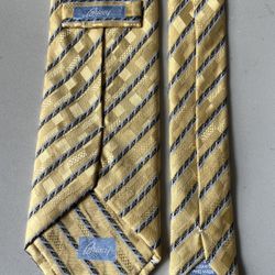 BRIONI Handmade Gold Striped Square Luxury Silk Tie Italy  