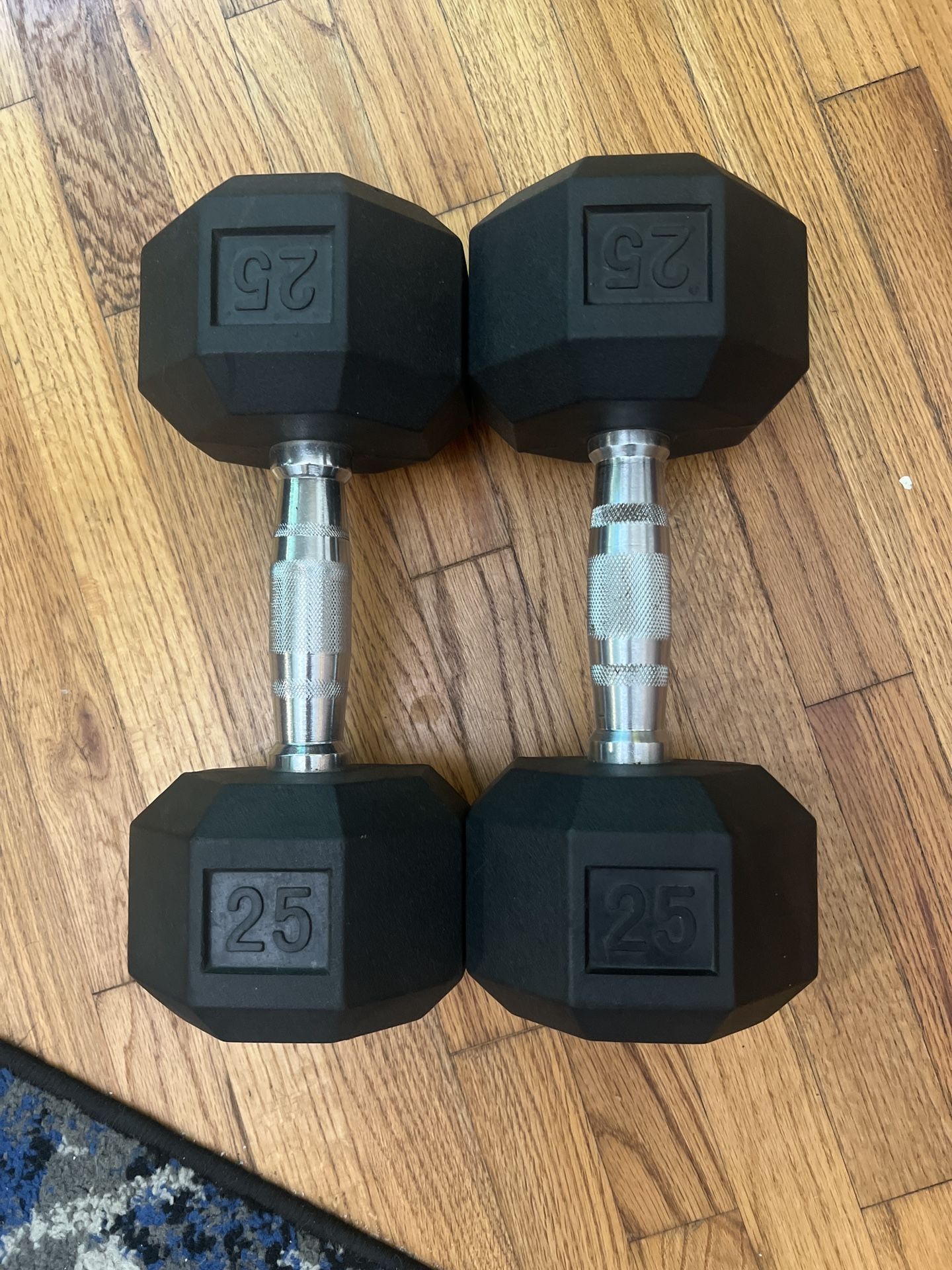 25 LB Rubber Hex Dumbbells – Pair (50 lbs Total)