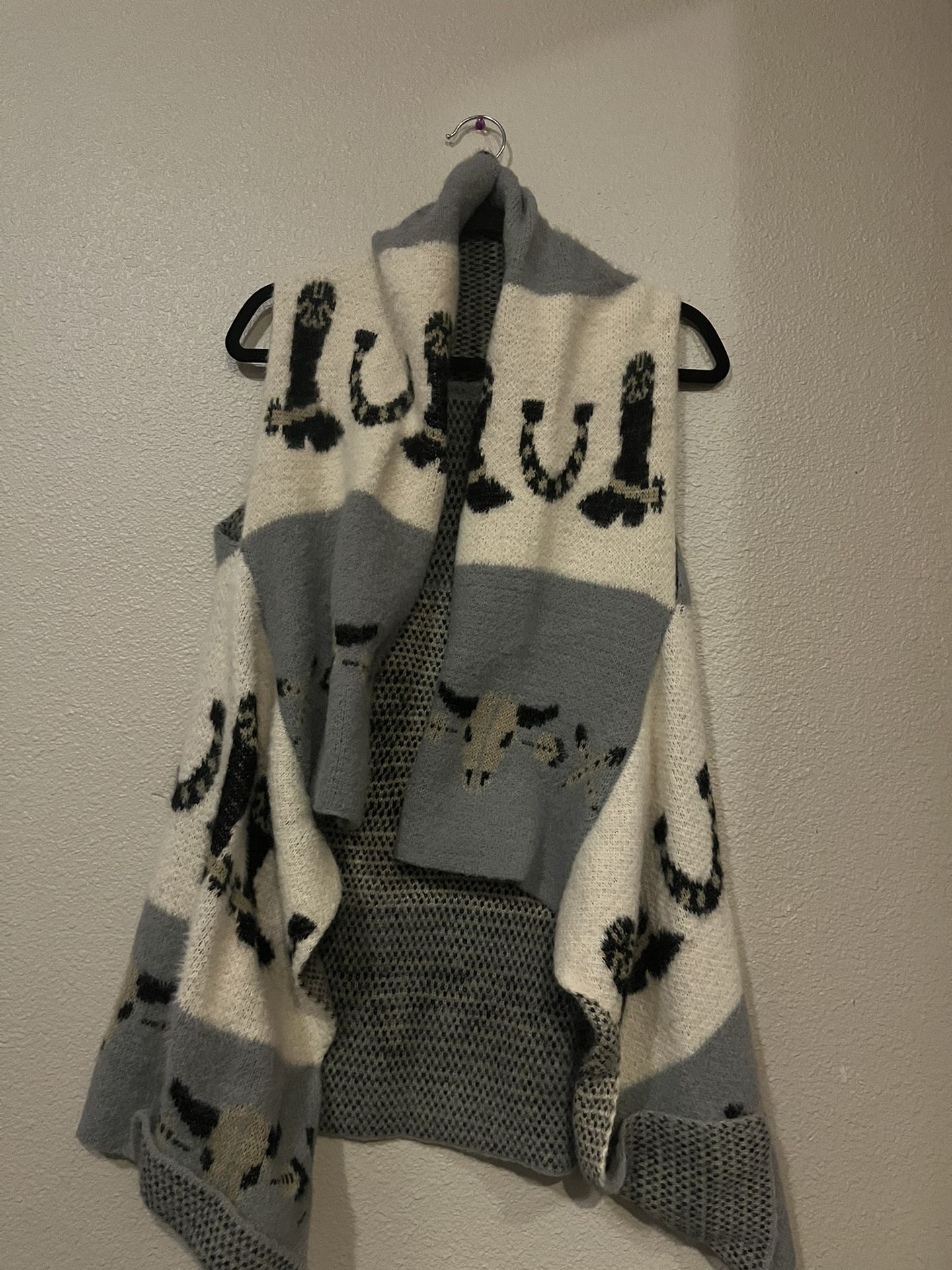 Western Wool Sleeveless Cardigan M
