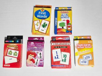 Educational Flash Card Lot of 6 First Words Numbers Addition Multiplication Divi