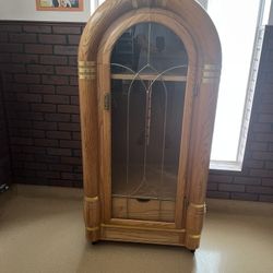 Solid Oak Stereo Cabinet Jukebox Shape