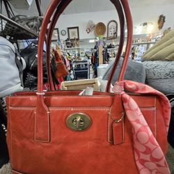 Coach Leather Handbag. 14" L x 9" H. PLEASE READ DESCRIPTION