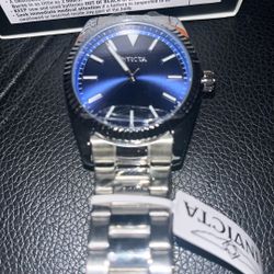 Blue Face Steel Watch