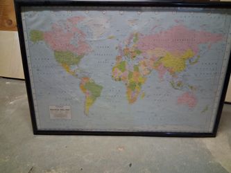 Large vintage-style political wall map of the world