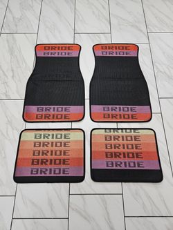 Brand New 4PCS UNIVERSAL BRIDE MIX Racing Fabric Car Floor Mats Interior Carpets