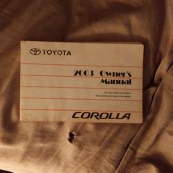 2003 Owners Manual For Toyota Corolla