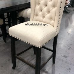 Beige Wingback Counter Ht Chairs Set Of 2 Brand New In Box 