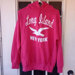 Life Authentic Apparel Long Island New York Pink Hoodie Sz Medium Women's