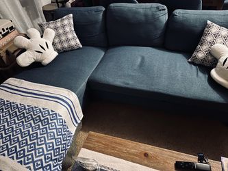 Jarreau Blue Fabric Sleeper Sofa Chaise