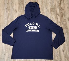 Polo Ralph Lauren Lightweight T-shirt Hoodie Mens XL relaxed fit Navy blue. 