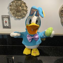 HALLMARK Plush Singing Animated D’ONT PULL MY EARS! DONALD DUCK Easter Bunny 15”