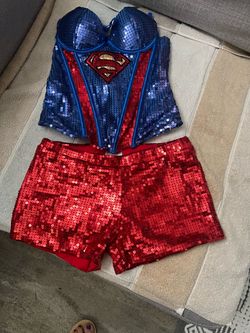 DC Comics Sequined Bustier Corset superwomen outfit S/P shorts S/M
