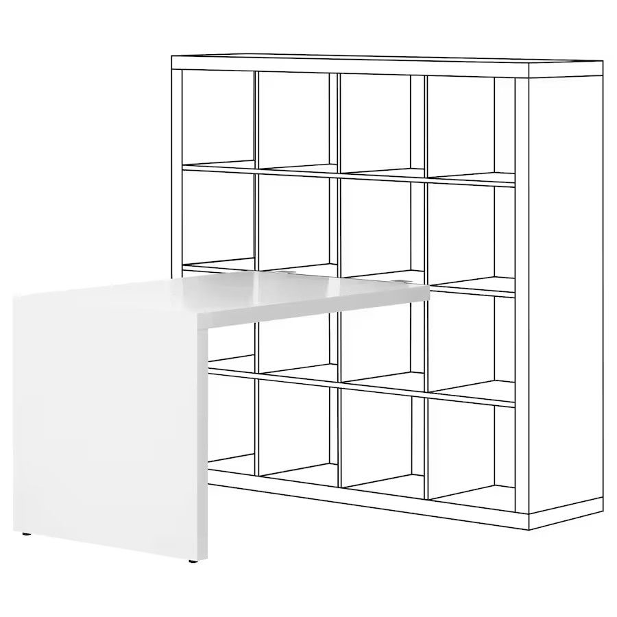 Black Ikea Kallax Desk Attachment