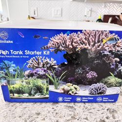 NEW 5 Gallon Glass Fish Tank Kit (Black) – Complete Starter Kit with Filter & LED Light