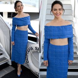 Cult Gaia Trina crop top & Caspara popcorn midi skirt co-ord two-piece set small