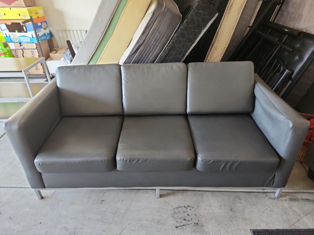 Couch, Grey, Leather Type