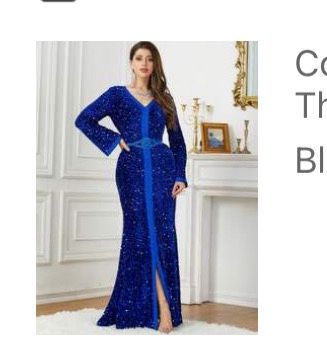 Sequin Kaftan Royal Blue Lined Fits Size 10-12