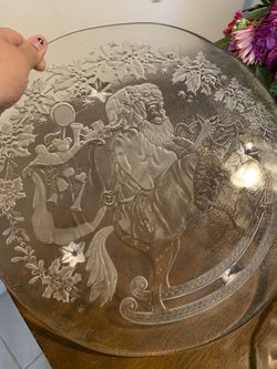 Christmas clear glass serving platter