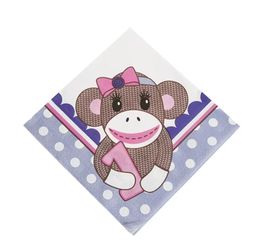 1st Birthday Miss Sock Monkey Luncheon Napkins - 16 Pc