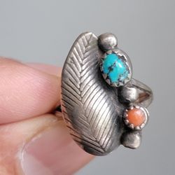 Turquoise And Sterling American Ring